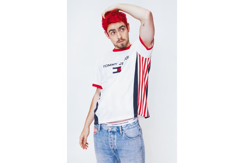 Tommy Jeans Spring 2018 Capsule Elevated Campaign Soccer T-Shirt White Blue Red