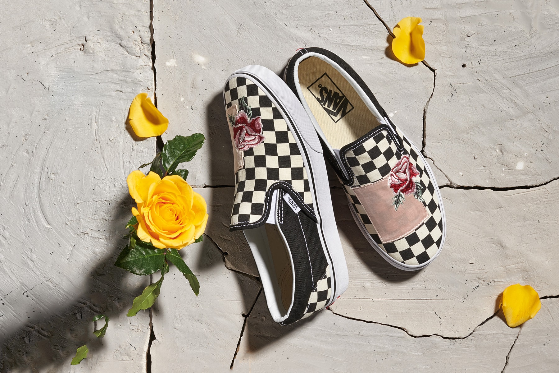Old Skool Sneakers in Checkerboard Floral Blanc de Blanc