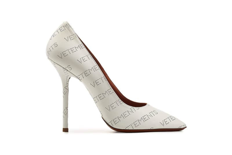 Vetements Perforated Logo Leather Pumps Heels White