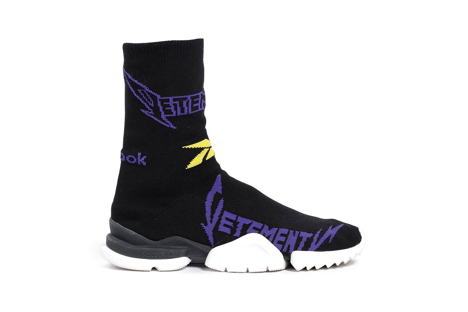 Vetements Reebok Fall Winter 2018 Sock Runner Black Purple Yellow