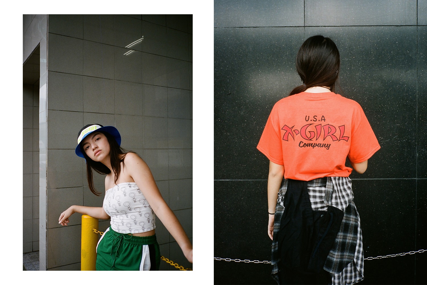 X-Girl HBX Editorial Mesh Logo Hat Join Us Short Sleeve Big T-Shirt White Blue Orange