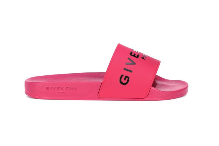 Peep Givenchy's Ultra Chic Logo Slides in "Fig Pink"