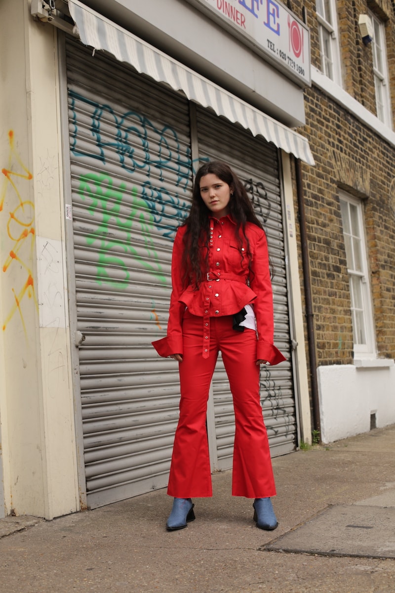 Marques Almeida x Net-A-Porter Collaboration Asymmetrical Dress Red Suit