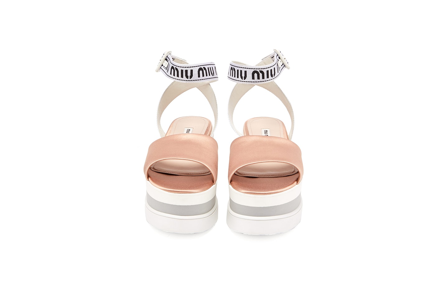Miu Miu Flatform Sandals Jacquard Satin Summer