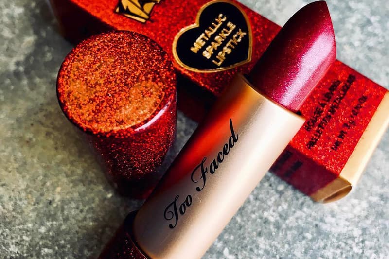 Too Faced Original Metallic Sparkle Lipstick 20th Celebration Red Color