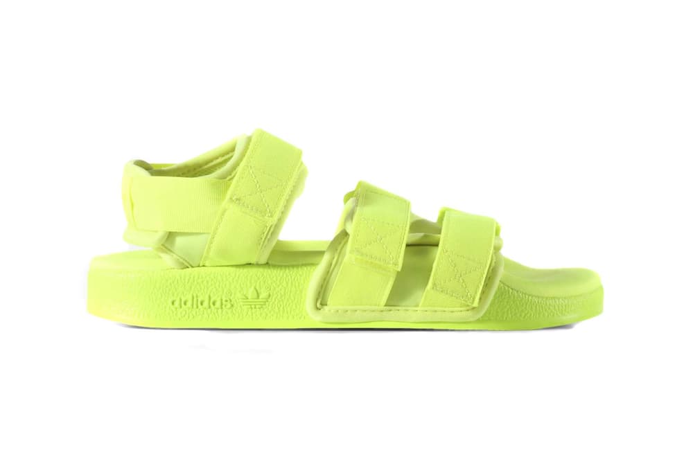  adidas  Adilette  Sandals  in Yellow and Teal HYPEBAE