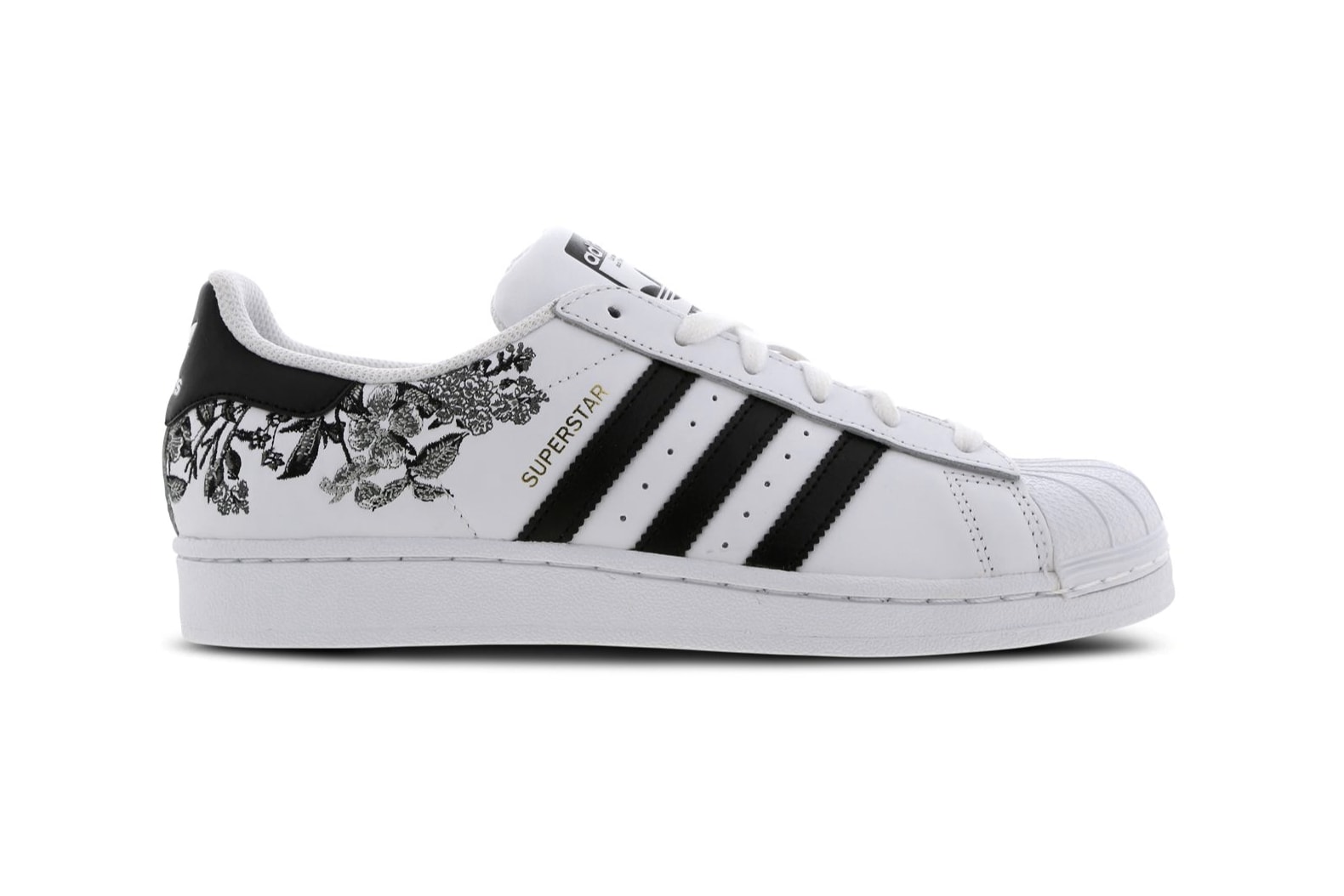 adidas Originals Floral Black and White Superstar 80s Sneakers