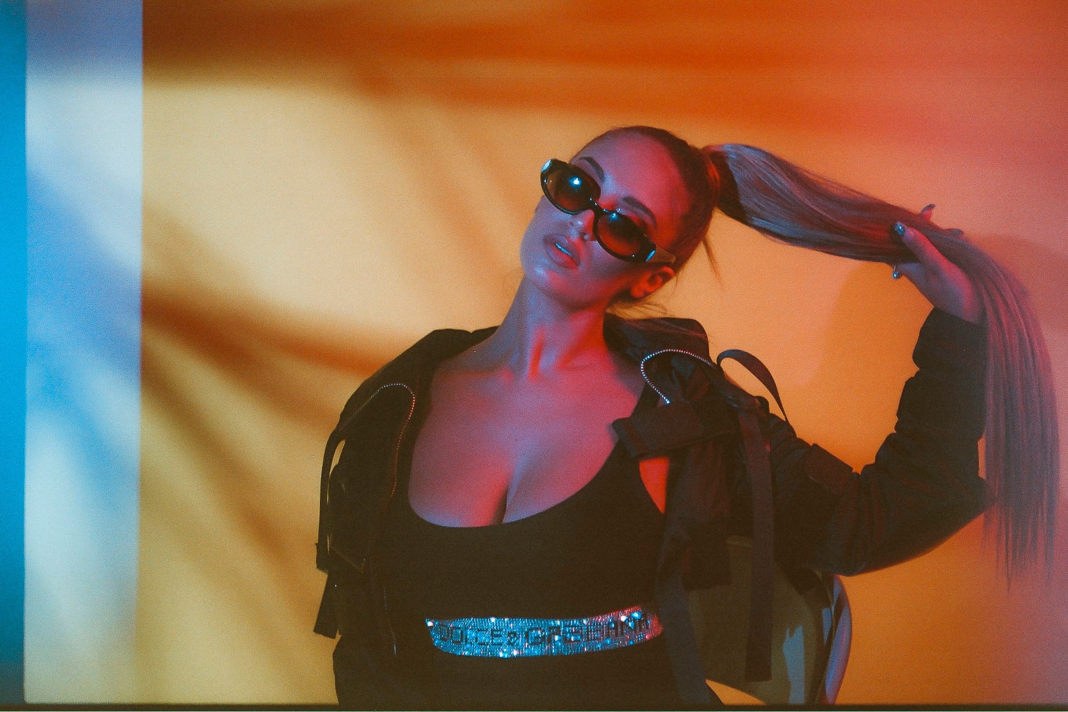 Alina Baraz Singer Ponytail Sunglasses Leather Jacket