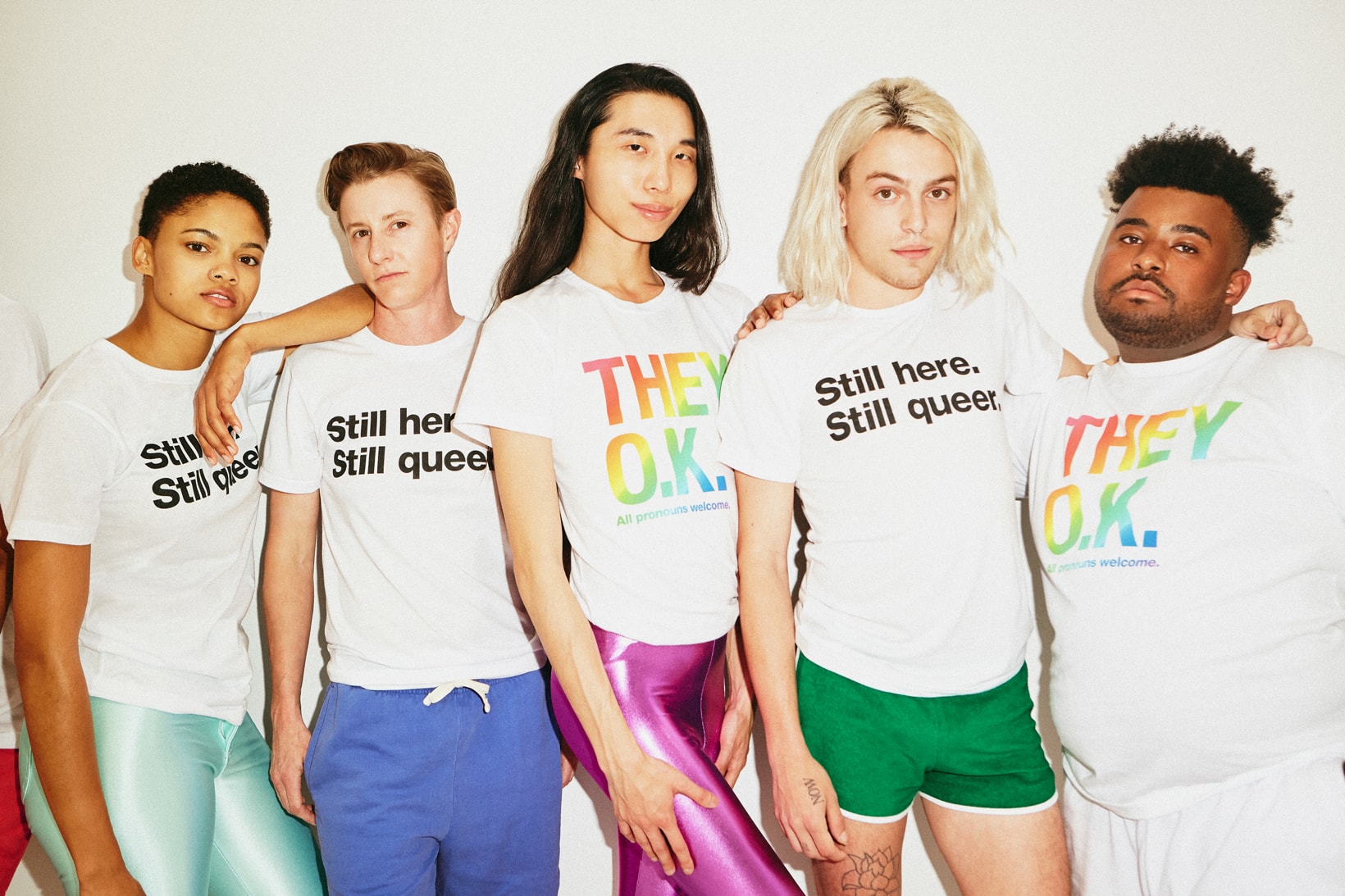 American Apparel Pride Capsule Collection They Okay Still Here Print 50/50 T-shirts White