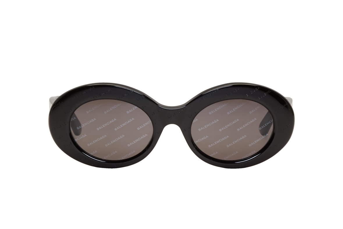 Balenciaga Black Logo Plastic Sunglasses Rounded Shades Frames