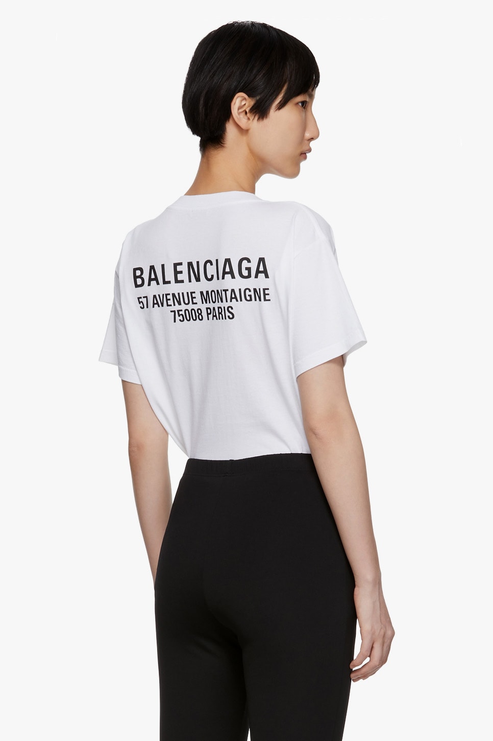 Balenciaga New Logo T-Shirt in White Demna Gvasalia Modern Font Black