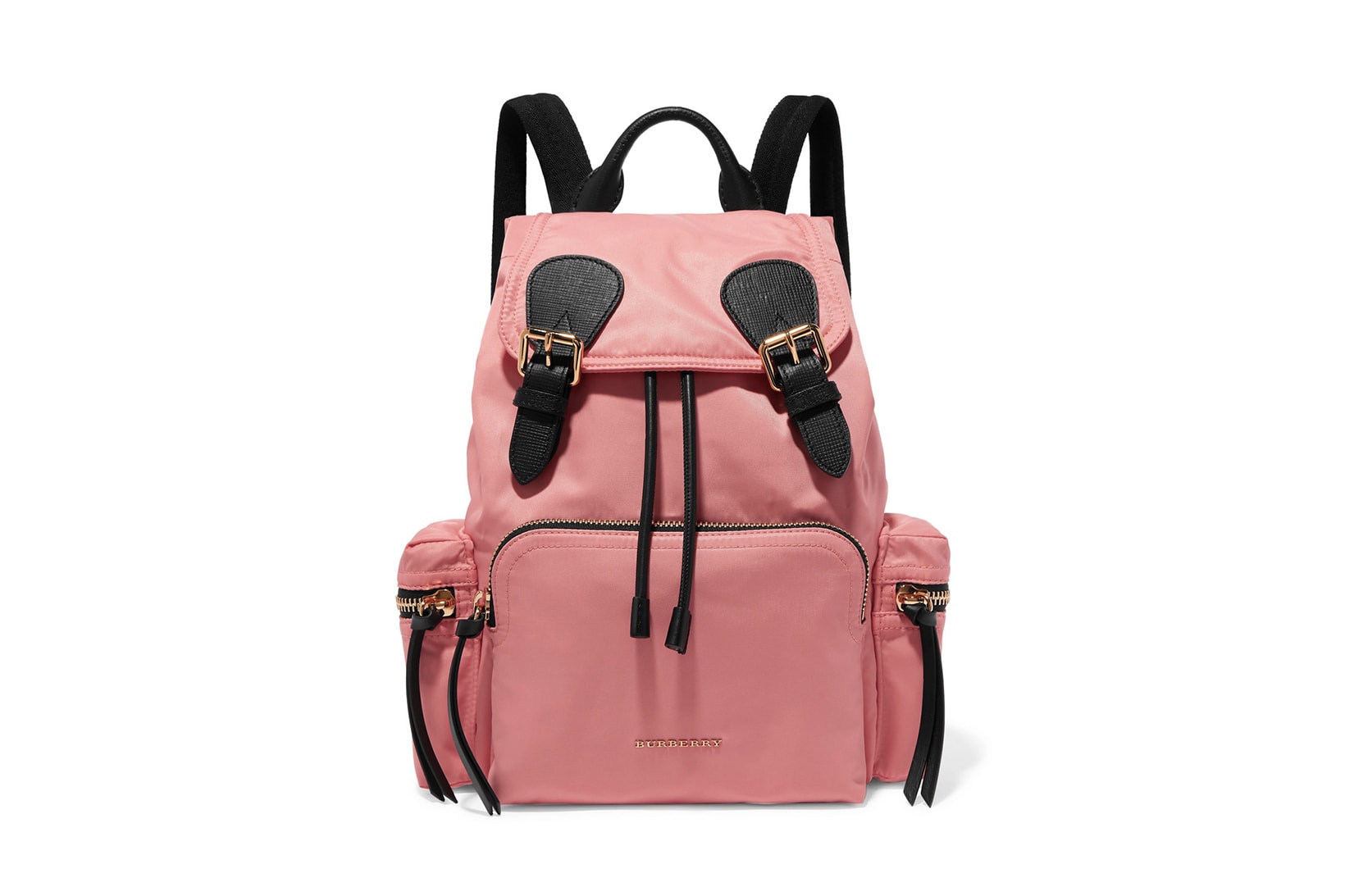 Burberry Gabardine Leather Trim Backpack Coral Pink