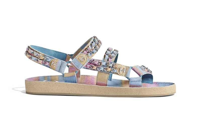 Chanel Ombré Pastel Rainbow Multicolored Black Logo Sandals