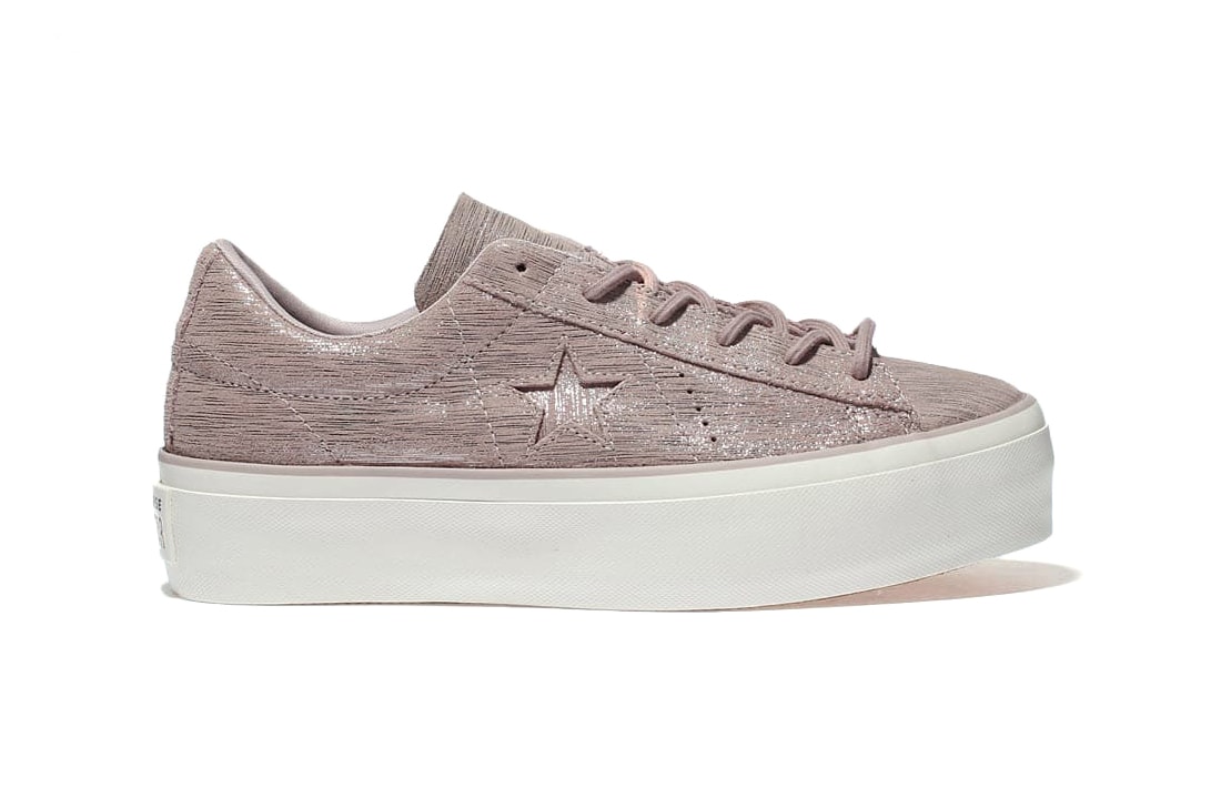 Converse Drops One Star Platform Lilac Black Shimmer Leather Sneaker