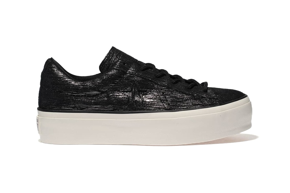 Converse Drops One Star Platform Lilac Black Shimmer Leather Sneaker