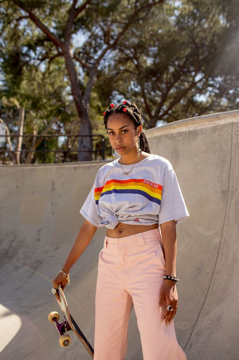 Depop x Dickies Girls Capsule Collection Lookbook Sunset Stripe Tee Grey