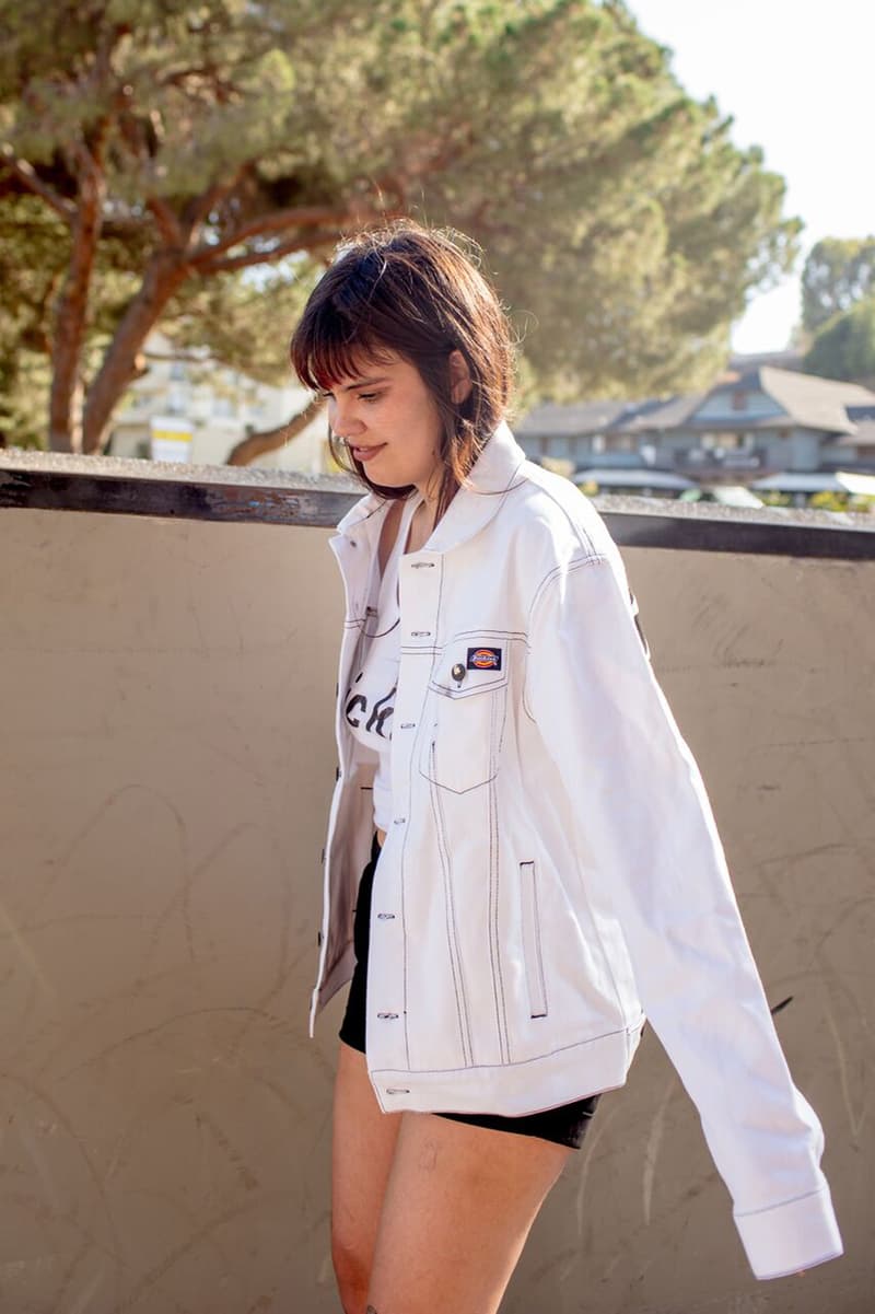 Depop x Dickies Girls Capsule Collection Lookbook Spiral Denim Jacket White