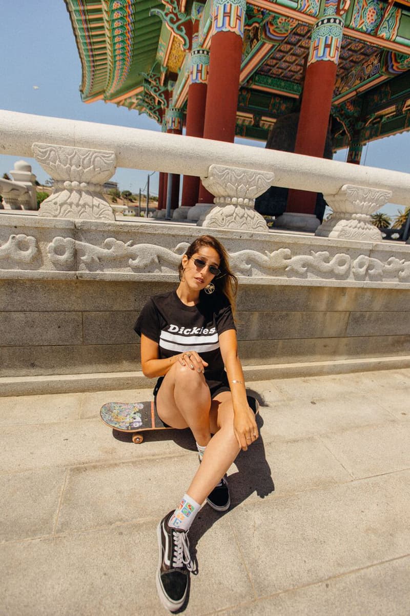 Depop x Dickies Girls Capsule Collection Lookbook Double Stripe Crop Tee Black