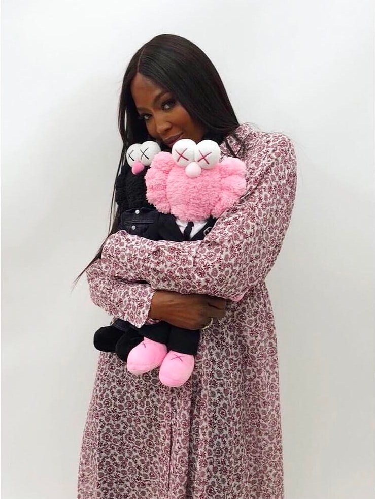 Dior Homme Kaws Spring Summer 2019 Collaboration Pink Black BFF Plush Toy Naomi Campbell