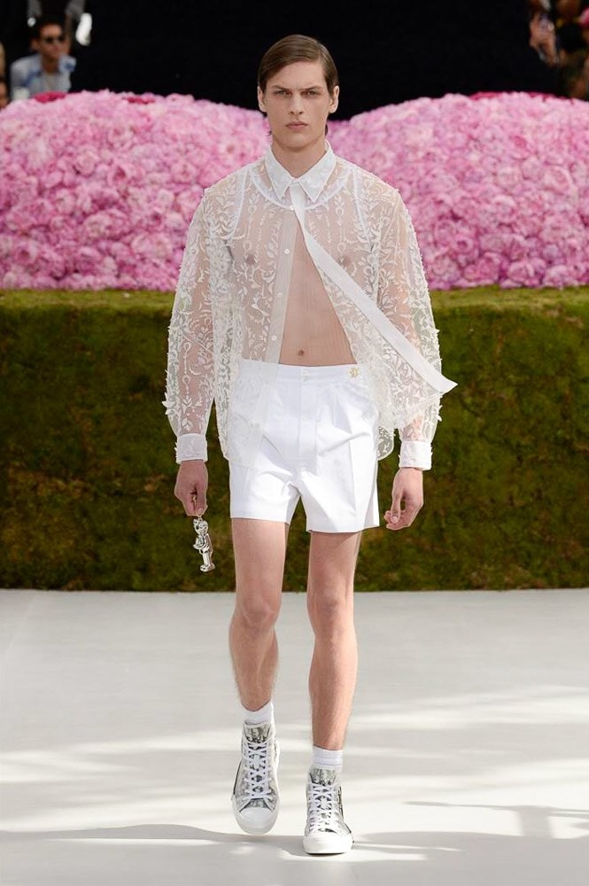 Dior Homme Spring Summer 2019 Runway Show Paris Fashion Week Men's Kim Jones Yoon Ahn Kaws White See Through Shirt Keychain