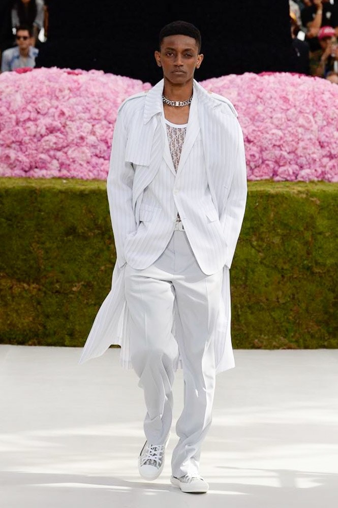 Dior Homme Spring Summer 2019 Runway Show Paris Fashion Week Men's Kim Jones Yoon Ahn Kaws White Coat Logo See Through