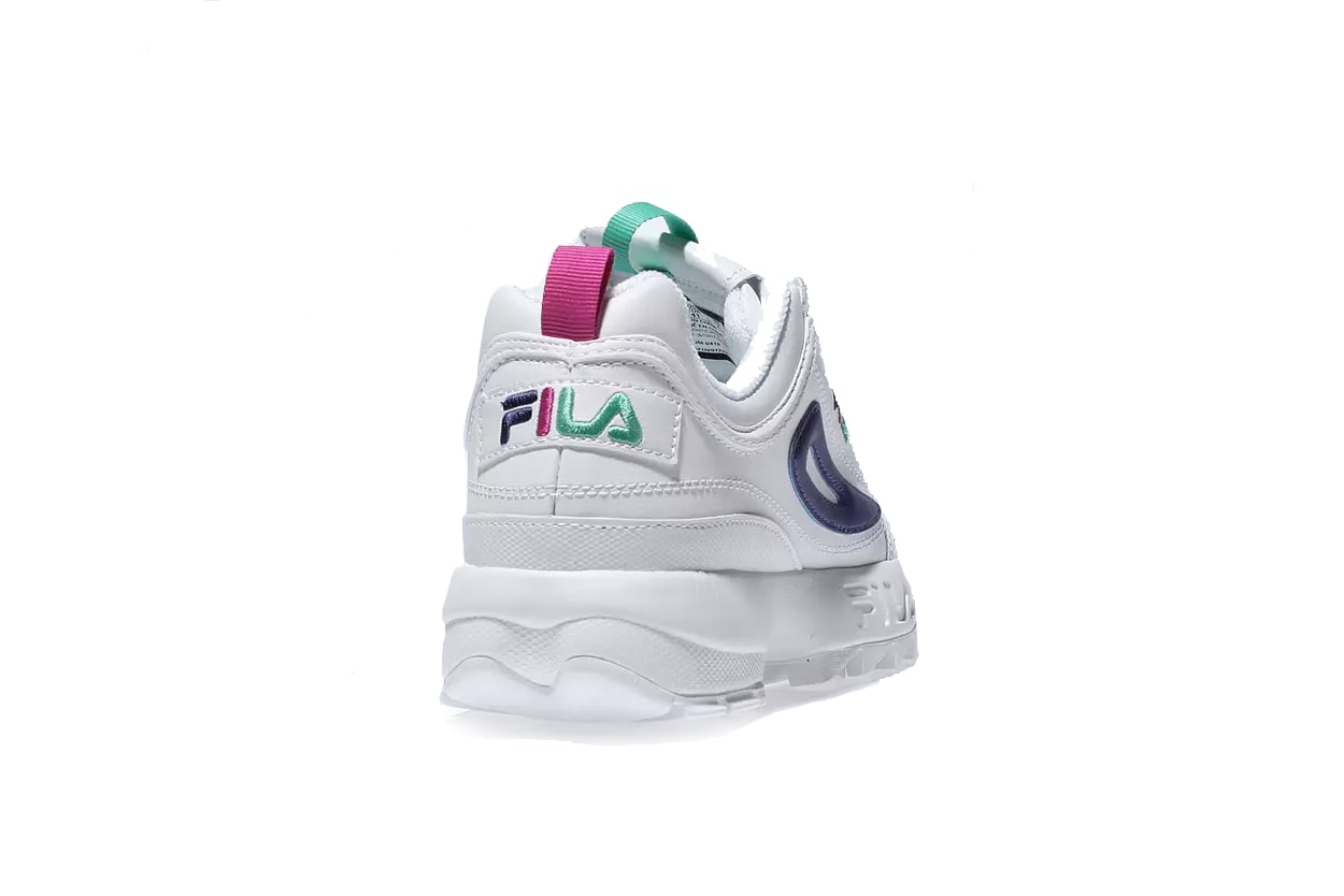 FILAs Disruptor 2 Arrives Premium Purple & White Sneaker Chunky Shoe Dad Trainer White Purple Pink Turquoise