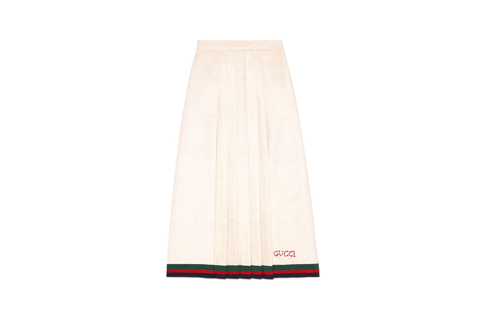 Gucci Linen Pleated Skirt White