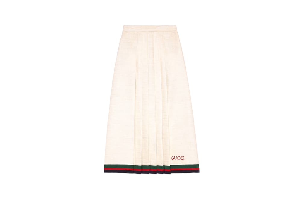 Gucci Linen Pleated Skirt White