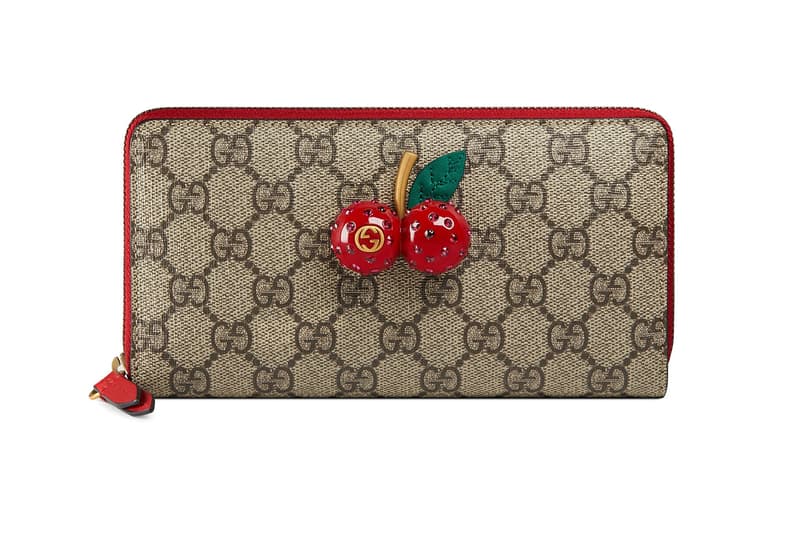 GG Supreme zip around wallet with cherries