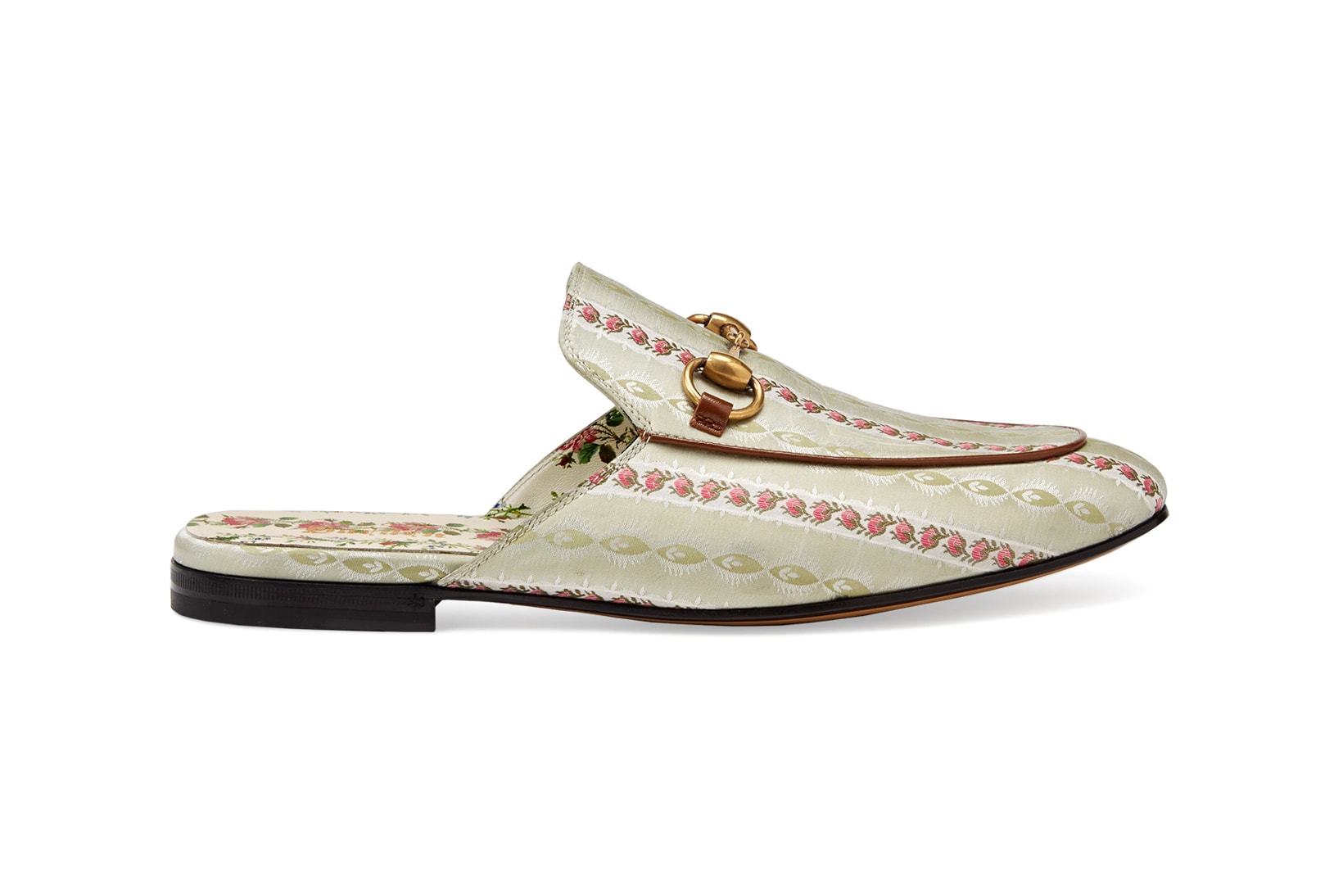 Gucci Garden Capsule Collection Princetown Patterned Slipper Cream Gold
