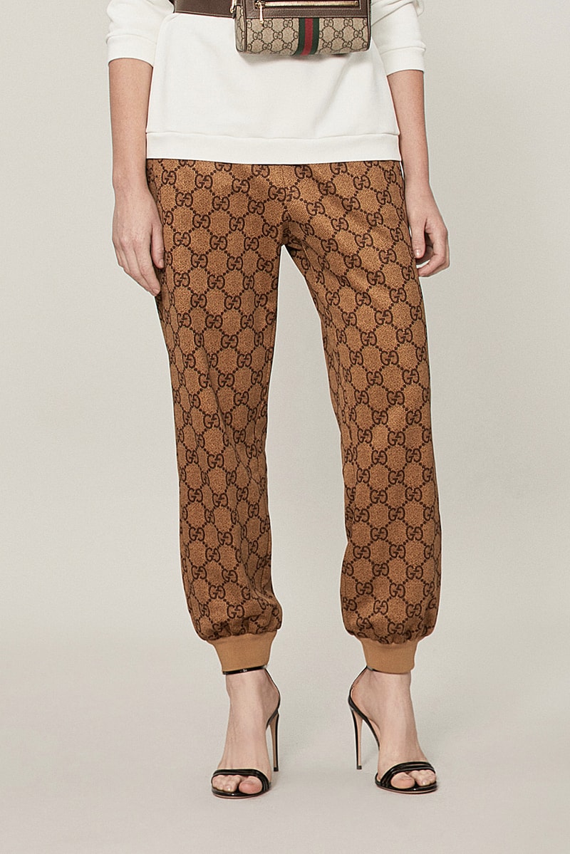 Gucci GG Intarsia Vintage Camel Brown Monogrammed Logo Track Pants
