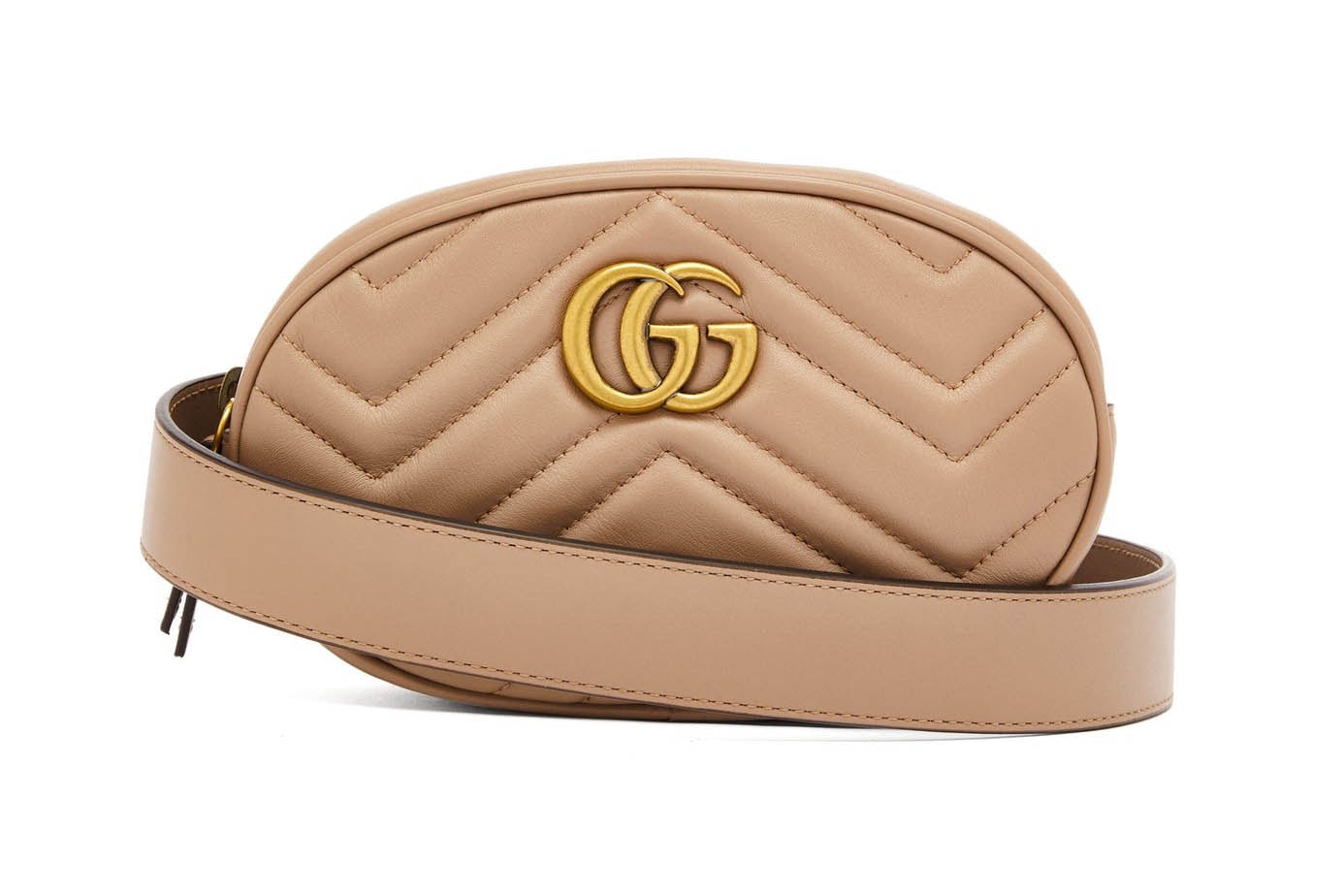 Gucci GG Marmont Leather Belt Bag Nude Beige