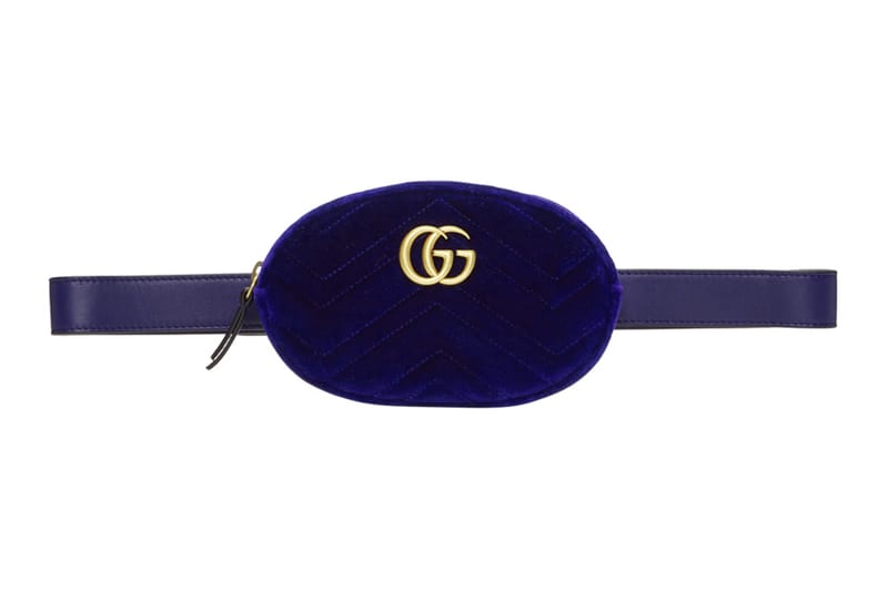 Blue Velvet Gucci Marmont Belt Bag 