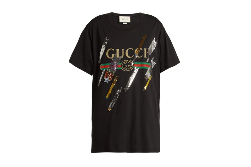 Gucci Vintage Logo T-Shirt with Sequins Embellishment Glitter Statement