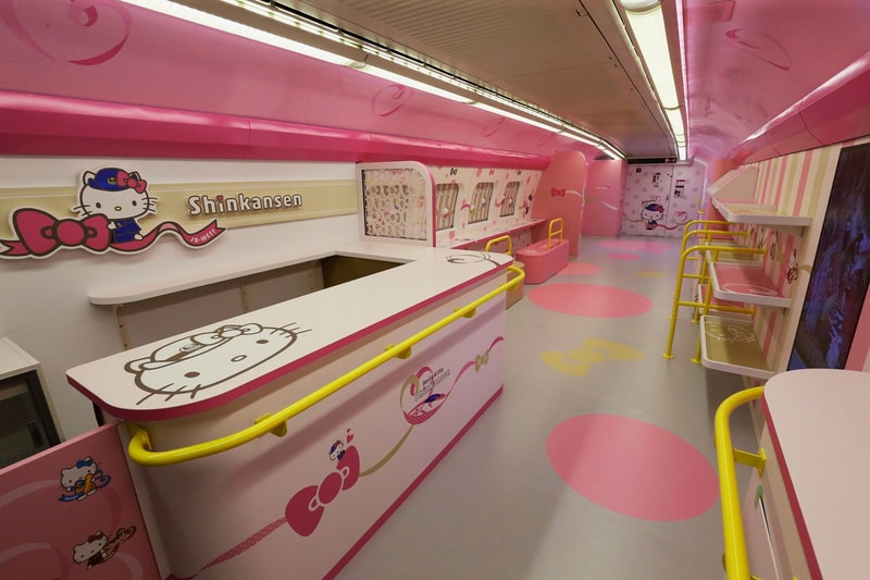 Hello Kitty Shinkansen Bullet Train Japan West Osaka Interior Pink