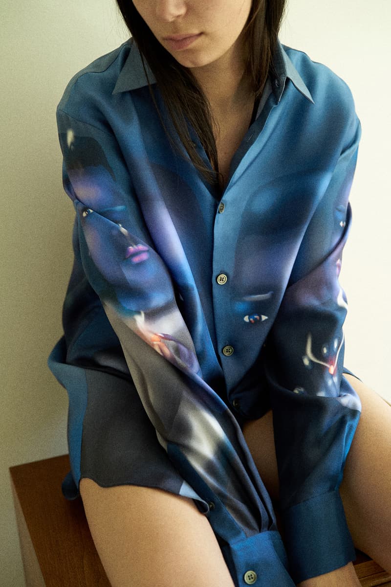 Etudes Louisa Portrait Silk Shirt Blue 017 Editorial