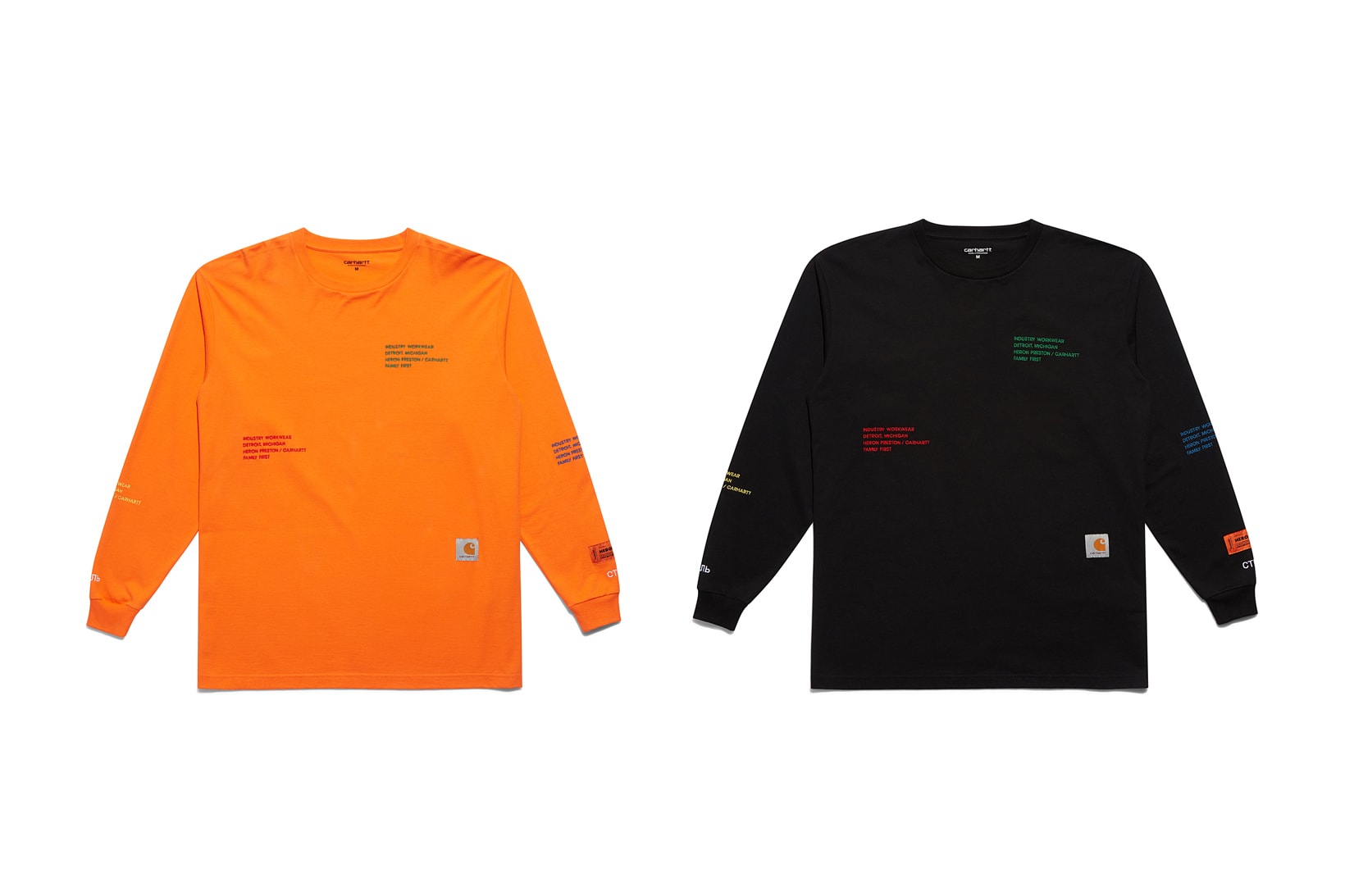 Heron Preston Carhartt WIP Long Sleeve T Shirt Orange Black