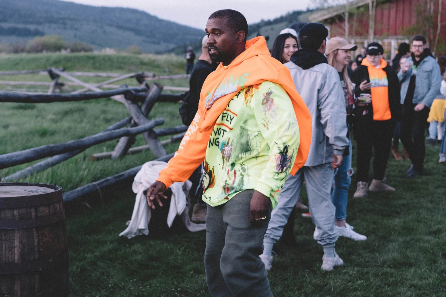 Kanye West ye Album Listening Party Wyoming Merch Hoodie T-Shirt Orange Yellow