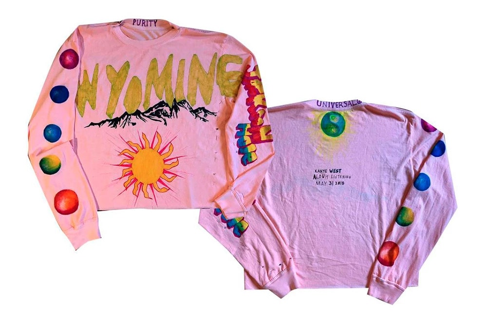 Kanye West ye Album Listening Party Merch Wyoming KKW Long Sleeve T-shirt Pink