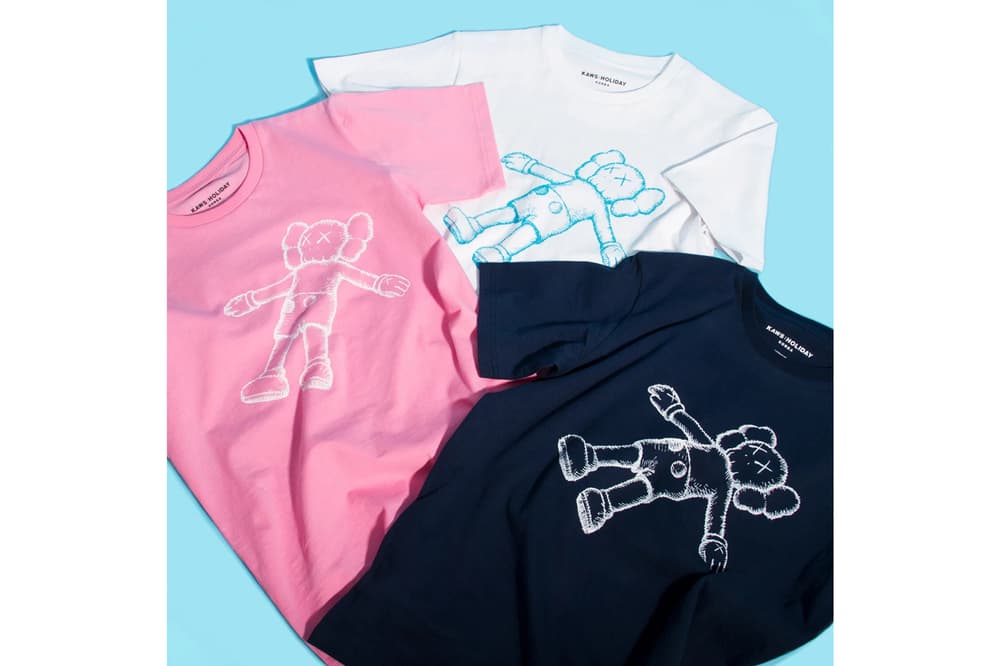 KAWS:HOLIDAY Seoul Seokchon Lake Korea T-shirts Navy Pink White