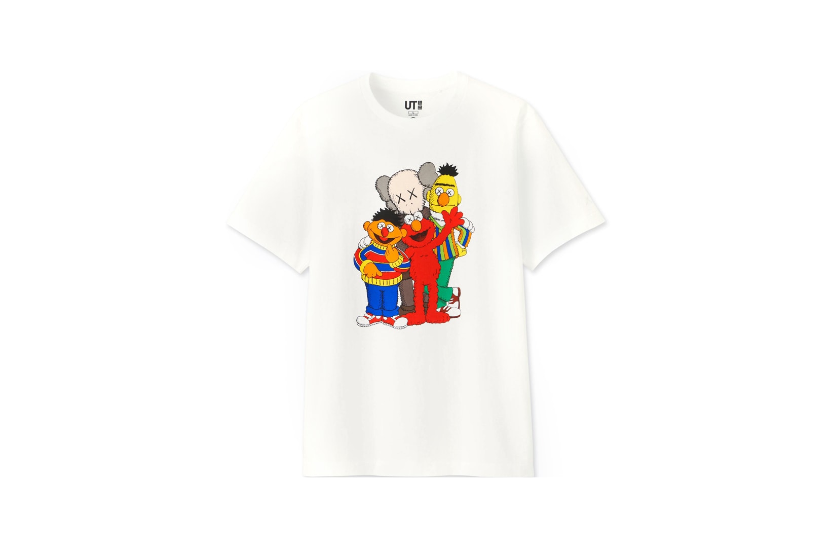 KAWS x Uniqlo UT Sesame Street Collection T-shirts Elmo Bert Ernie Cookie Monster White Blue