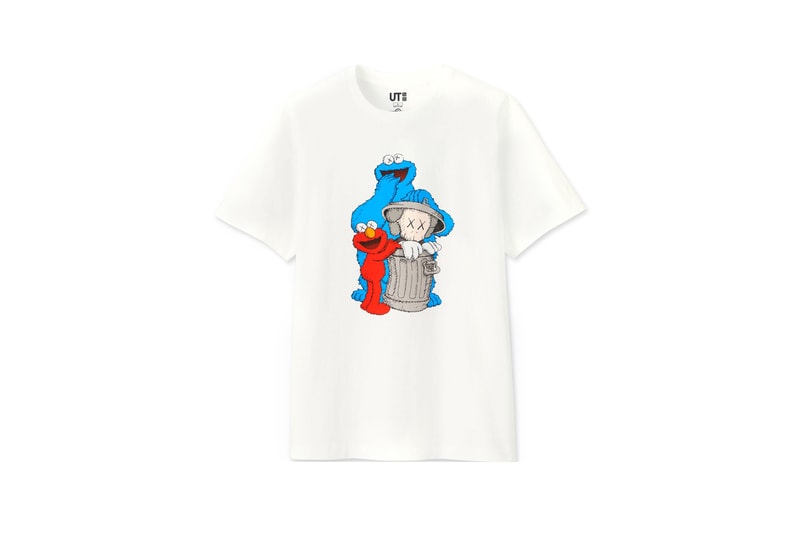 KAWS x Uniqlo UT Sesame Street Collection T-shirts Elmo Cookie Monster White