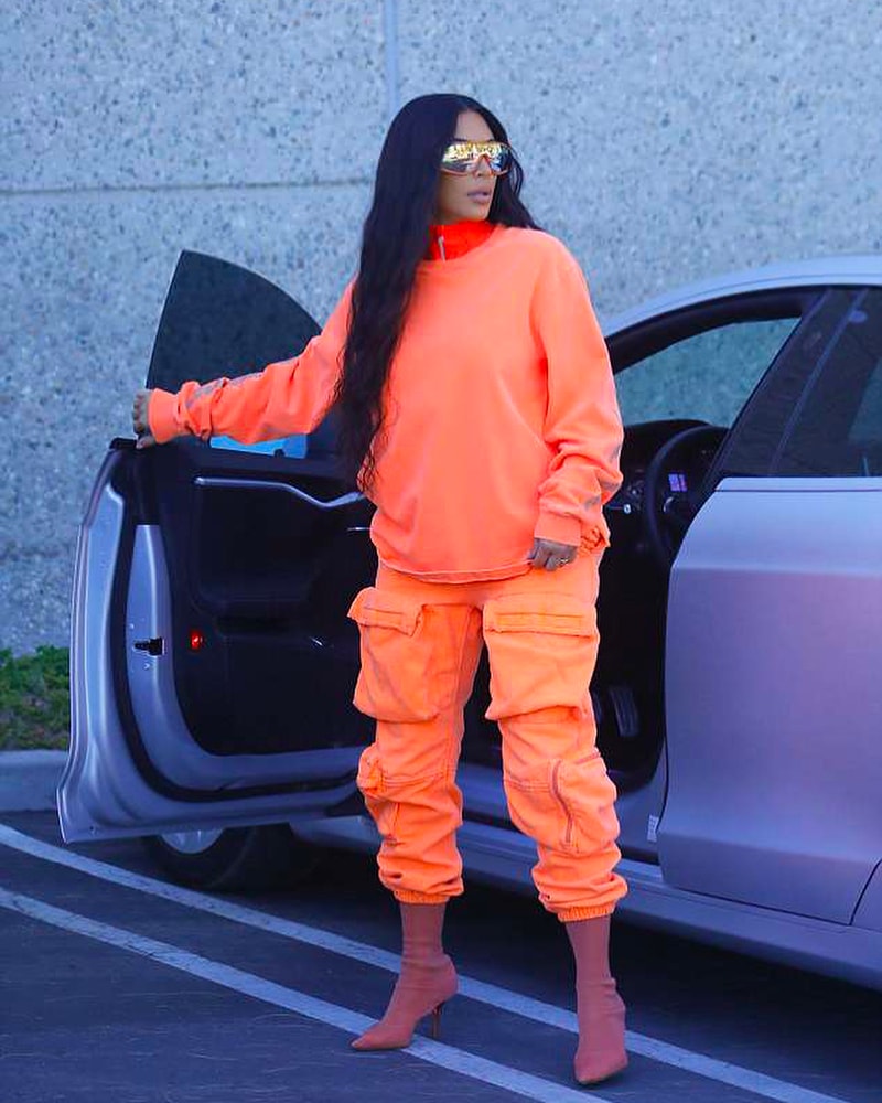 Kim Kardashian Yeezy Season 7 8 Apparel Orange Sweater Cargo Pants Boots