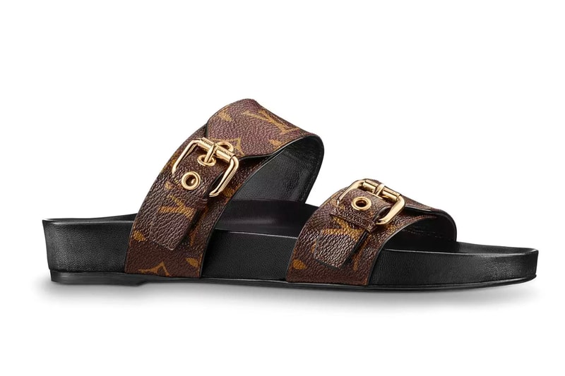 Louis Vuitton Bom Dia Mule Monogram Buckle Sandal Birkenstock Black