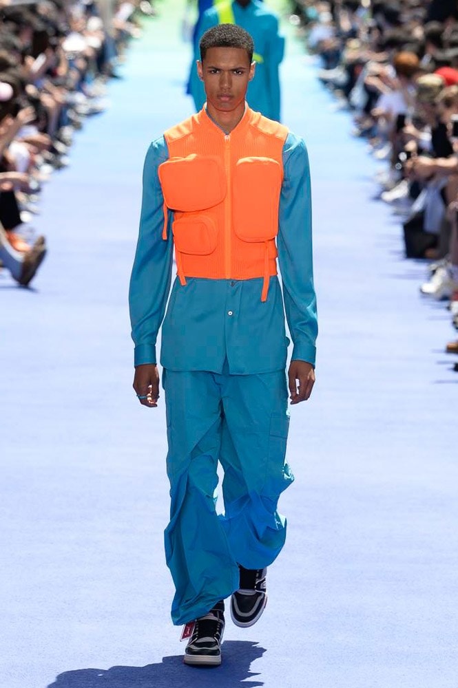 Virgil Abloh Louis Vuitton Paris Fashion Week Men's 2019 Blue Orange Padded Vest