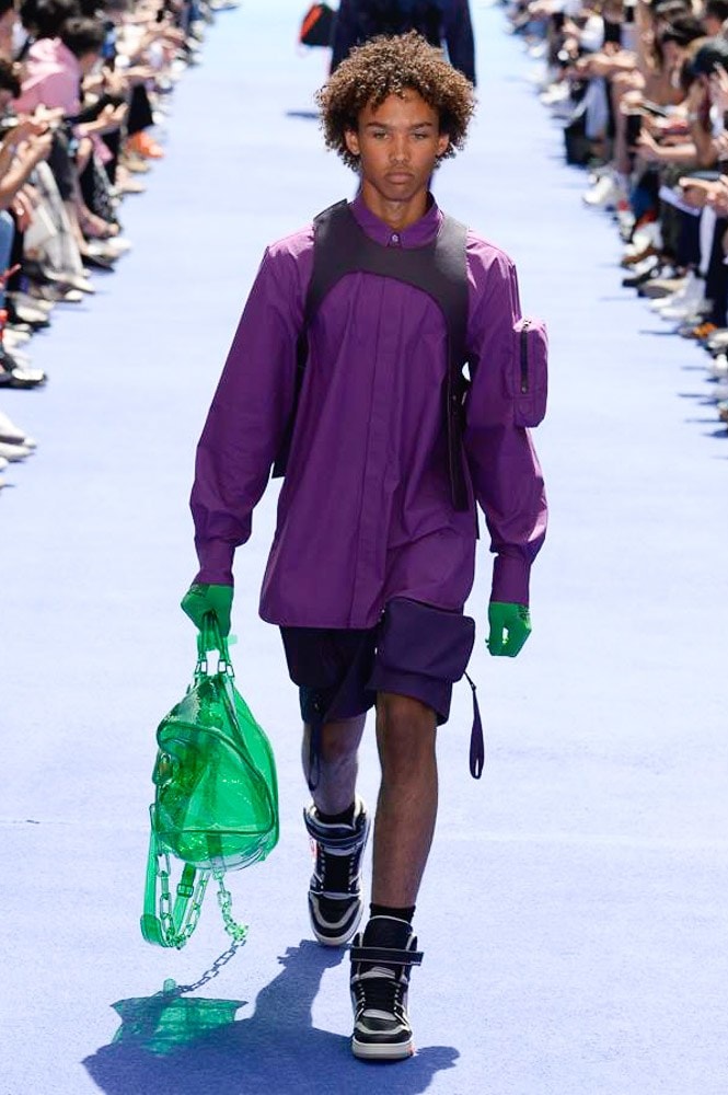Virgil Abloh Louis Vuitton Paris Fashion Week Men's 2019 Purple Jacket Transparent Green Bag