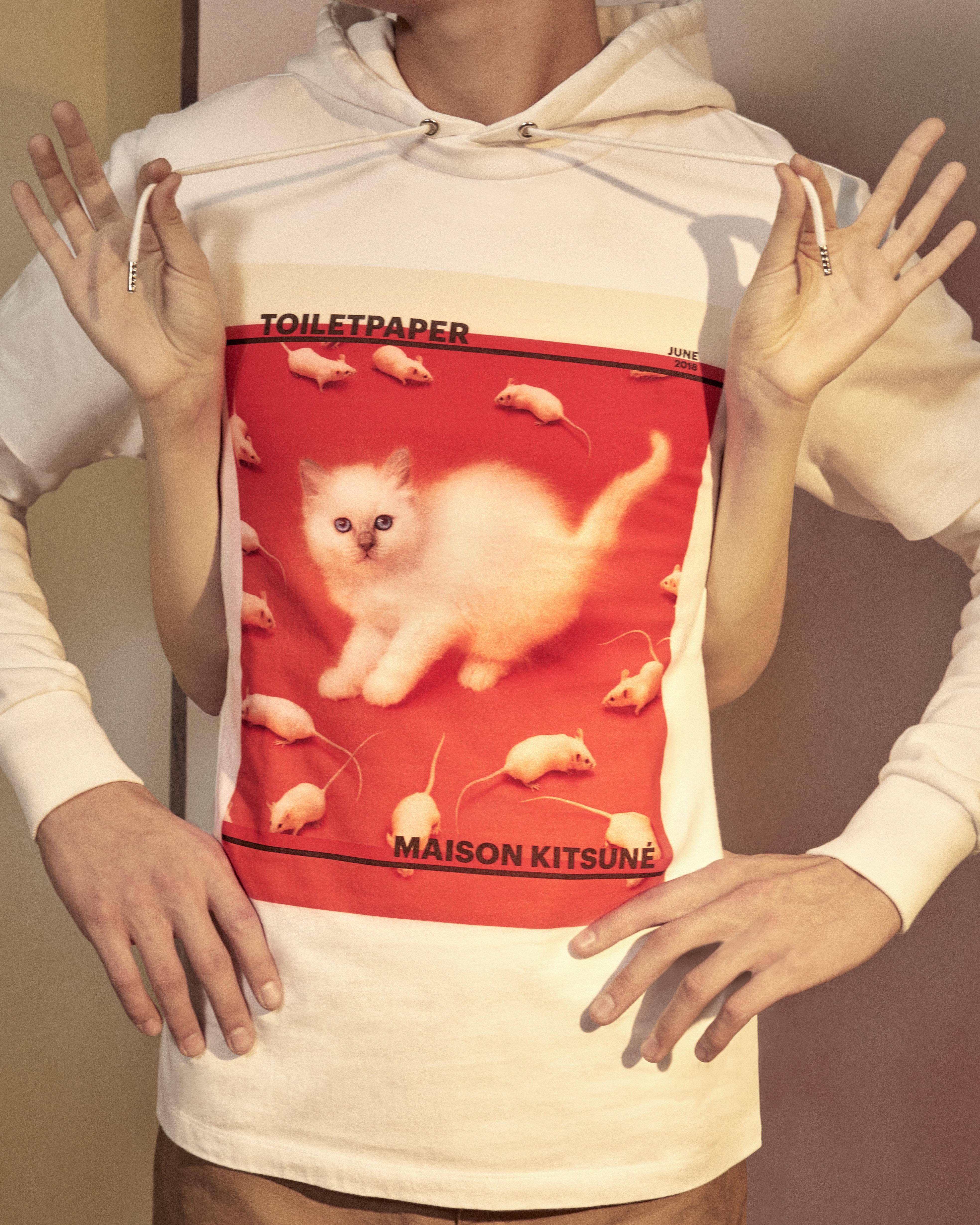 Maison Kitsune x Toilet Paper Collaboration Fashion Lookbook Magazine Editorial Bold Prints Science Graphic Motif