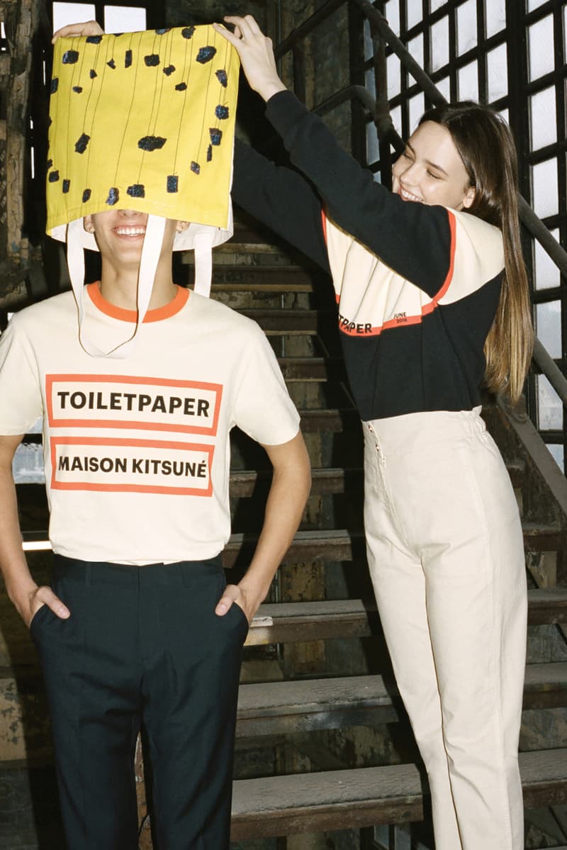 Maison Kitsune x Toilet Paper Collaboration Fashion Lookbook Magazine Editorial Bold Prints Science Graphic Motif