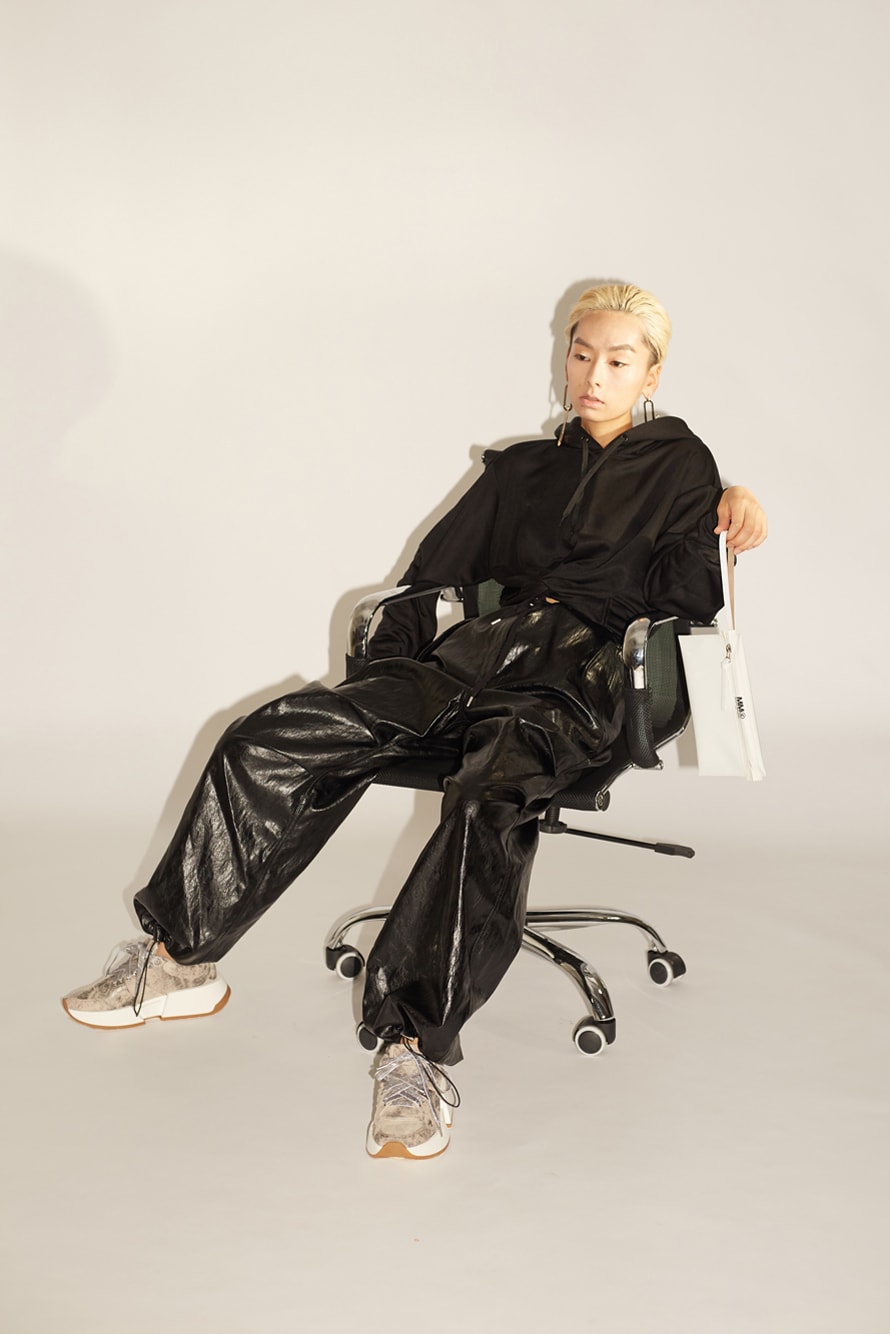 HBX HBXWM The New Classic Spring/Summer 2018 Editorial MM6 Maison Margiela Pants Sneakers Alexander Wang Papery Faux Leather Pants Black Multicolored