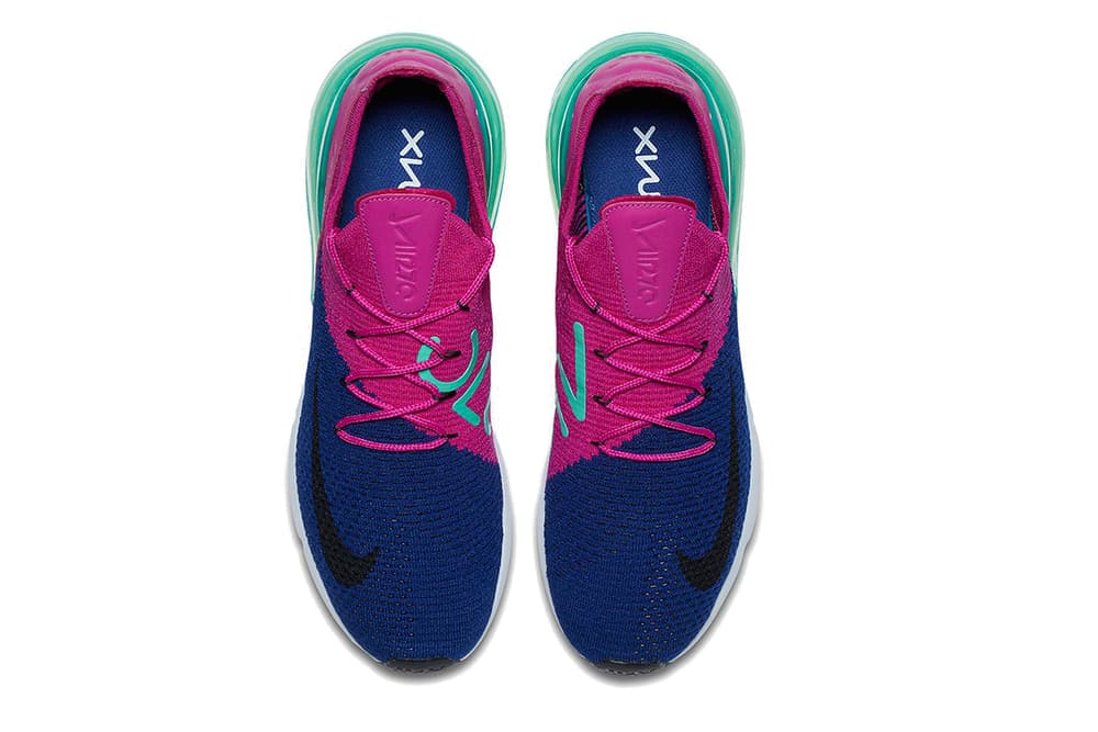 Nike Air Max 270 Flyknit Fuchsia Teal Blue